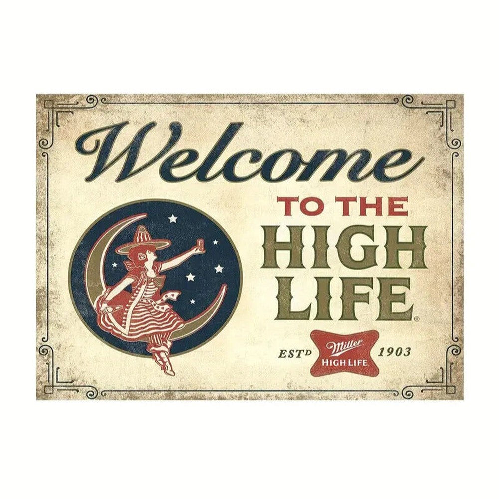 Welcome To The High Life Miller High Life Novelty Metal Sign 12" x 8" Wall Art Home & Garden:Home Décor:Plaques & Signs Style Your Walls